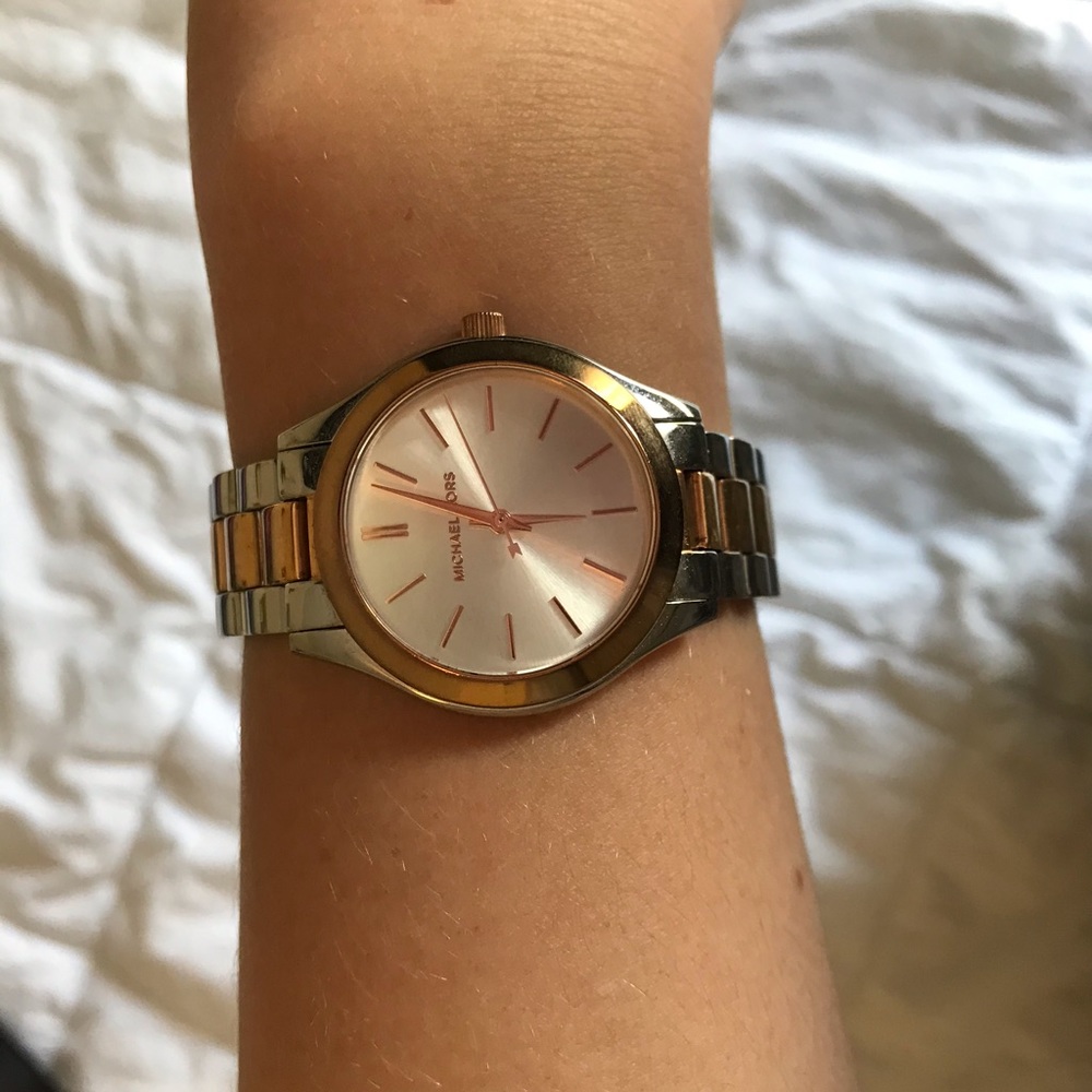 Michael Kors slim watch silver & rose gold